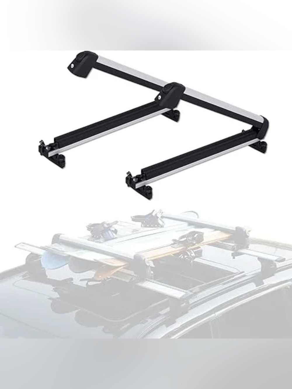 Universal Ski & Snowboard Roof Rack 28” Sliding Extension Locking Carrier New